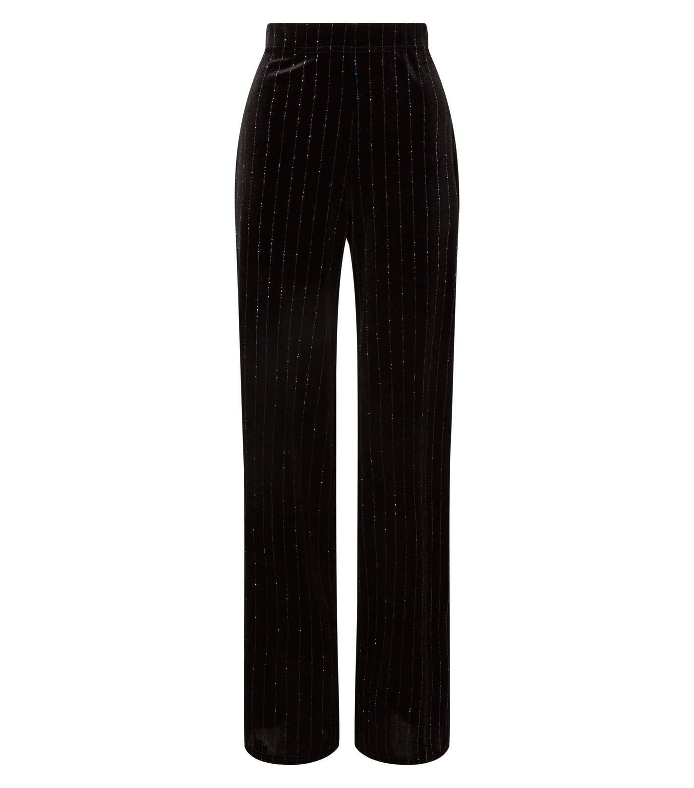 Black Velvet Glitter Pinstripe Trousers  Image 4