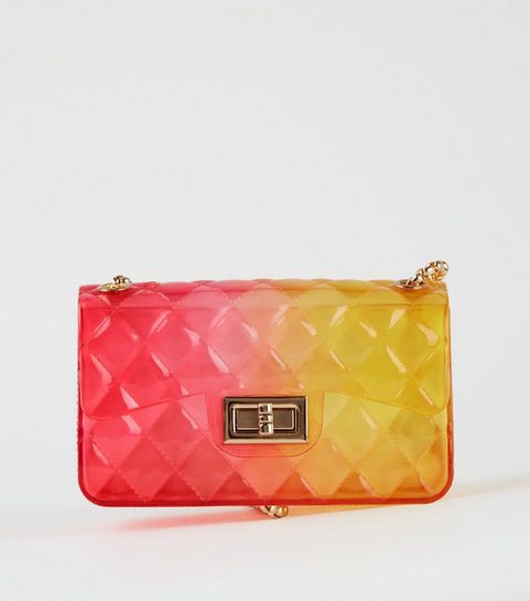 Pink Handbags Bags Hot New Look Pink Jelly Quilted Chain Shoulder Bag