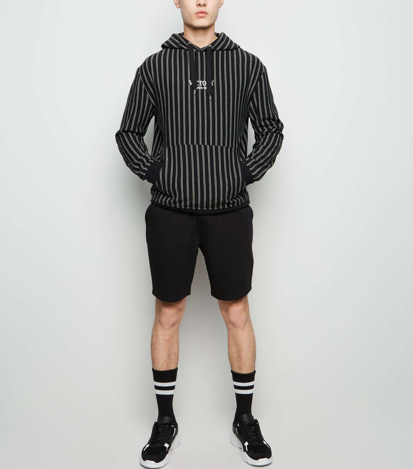 Black Drawstring Waist Jersey Shorts Image 2