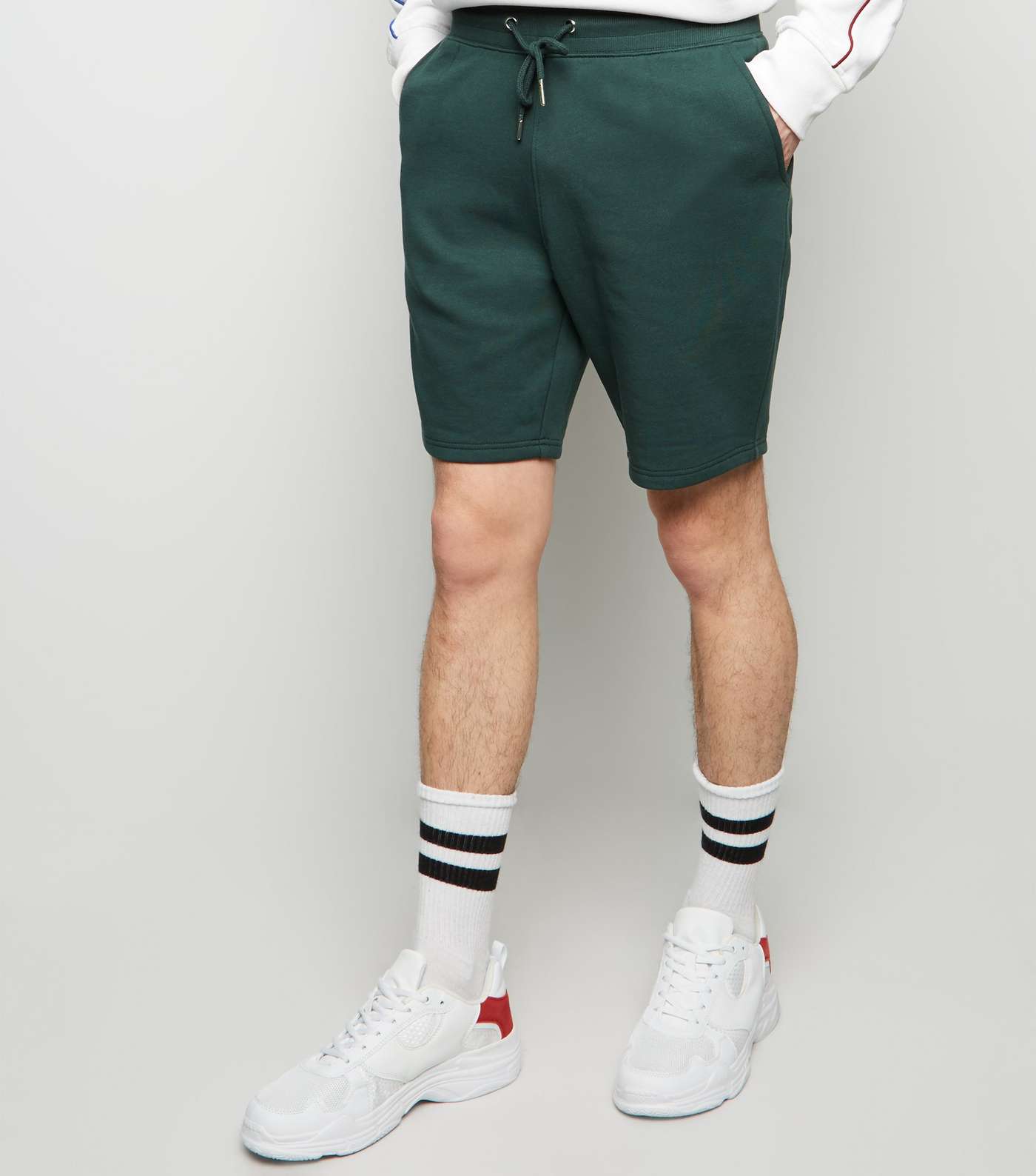 Green Drawstring Waist Jersey Shorts