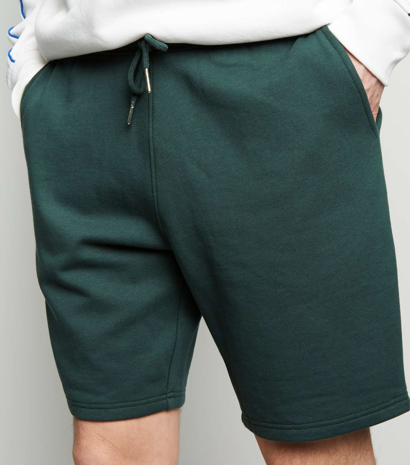 Green Drawstring Waist Jersey Shorts Image 5