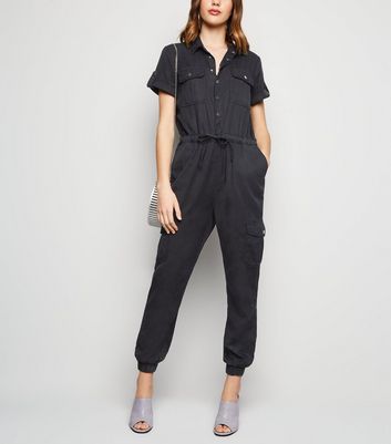 womens black boiler jumpsuit