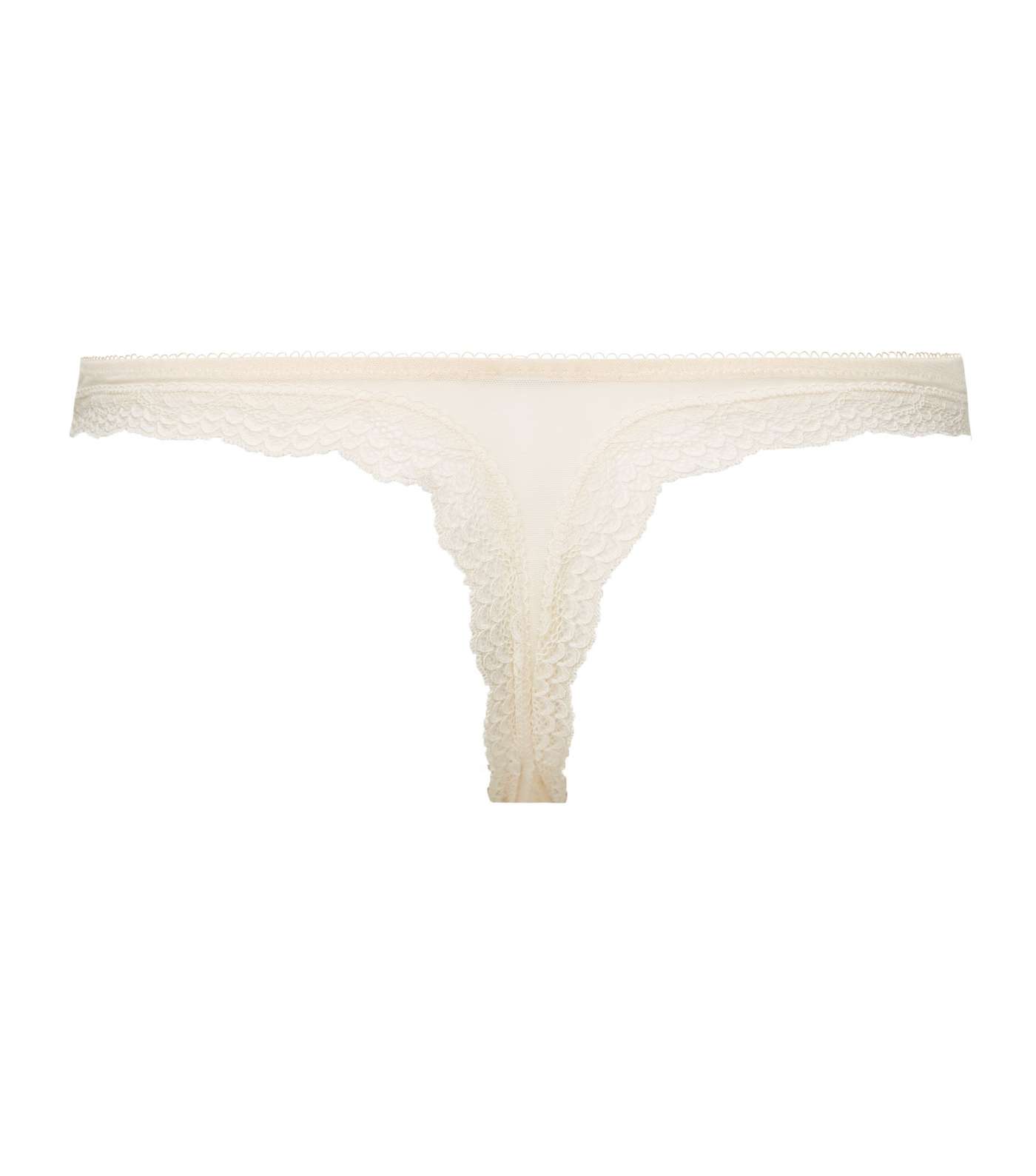 Off White Floral Satin Thong  Image 5