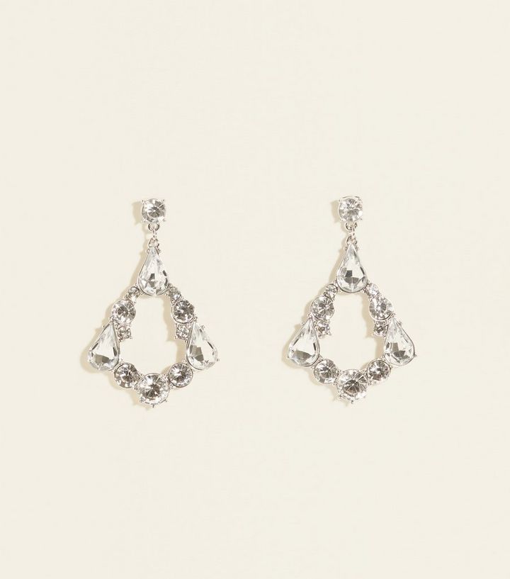 Crystal Teardrop Chandelier Earrings New Look