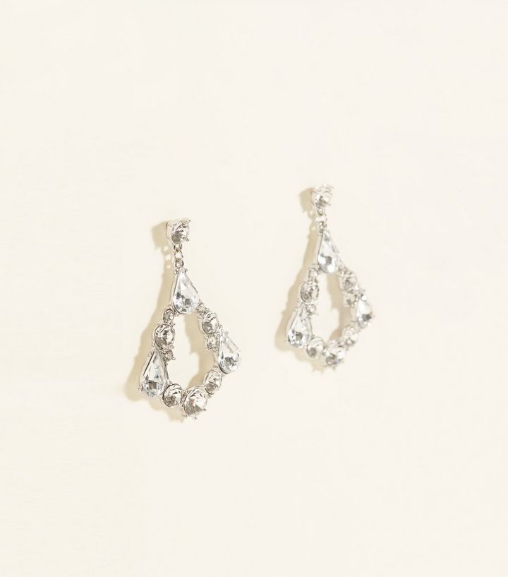 Crystal Teardrop Chandelier Earrings New Look