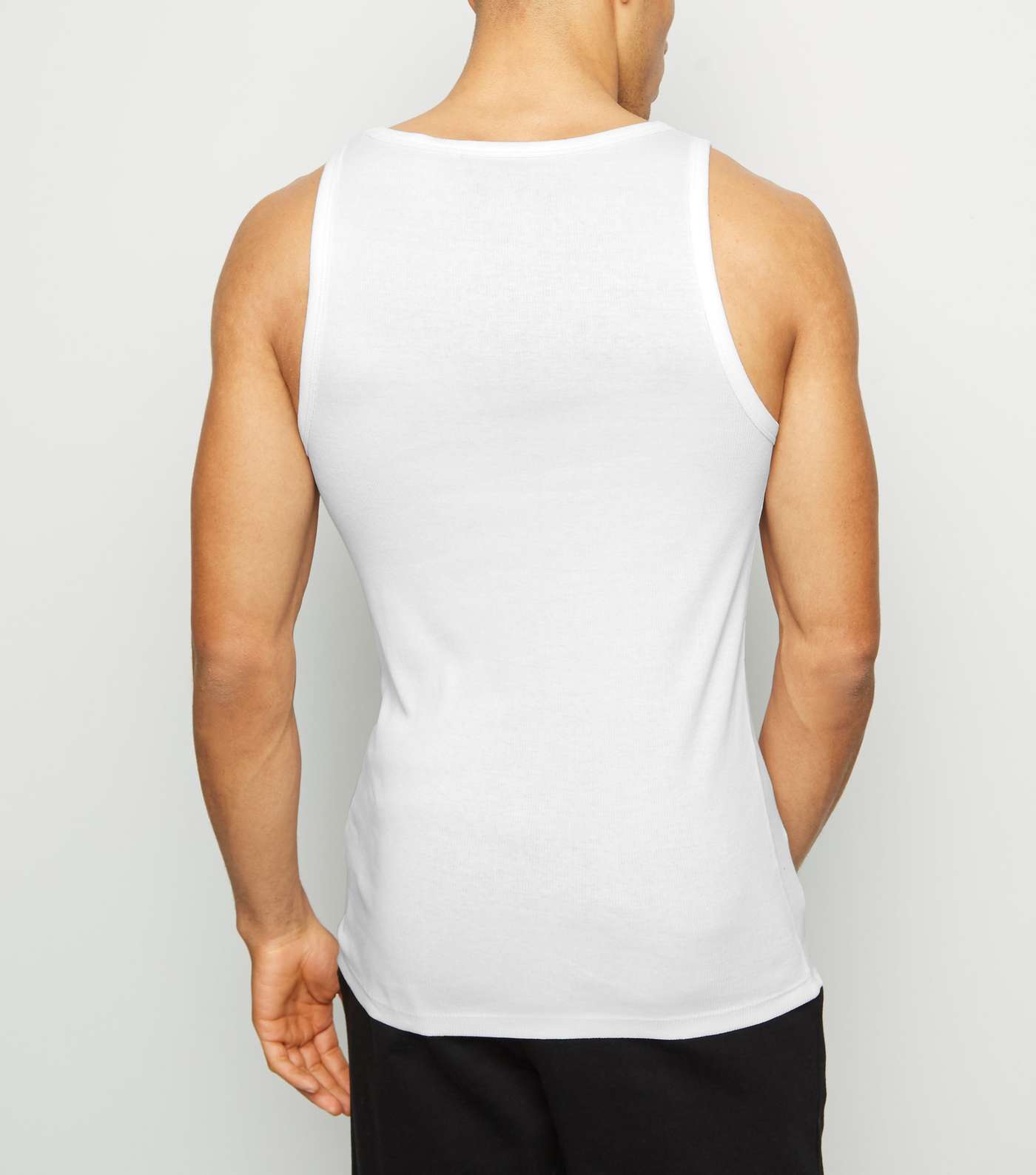 White Marl Ribbed Muscle Fit Vest Image 5