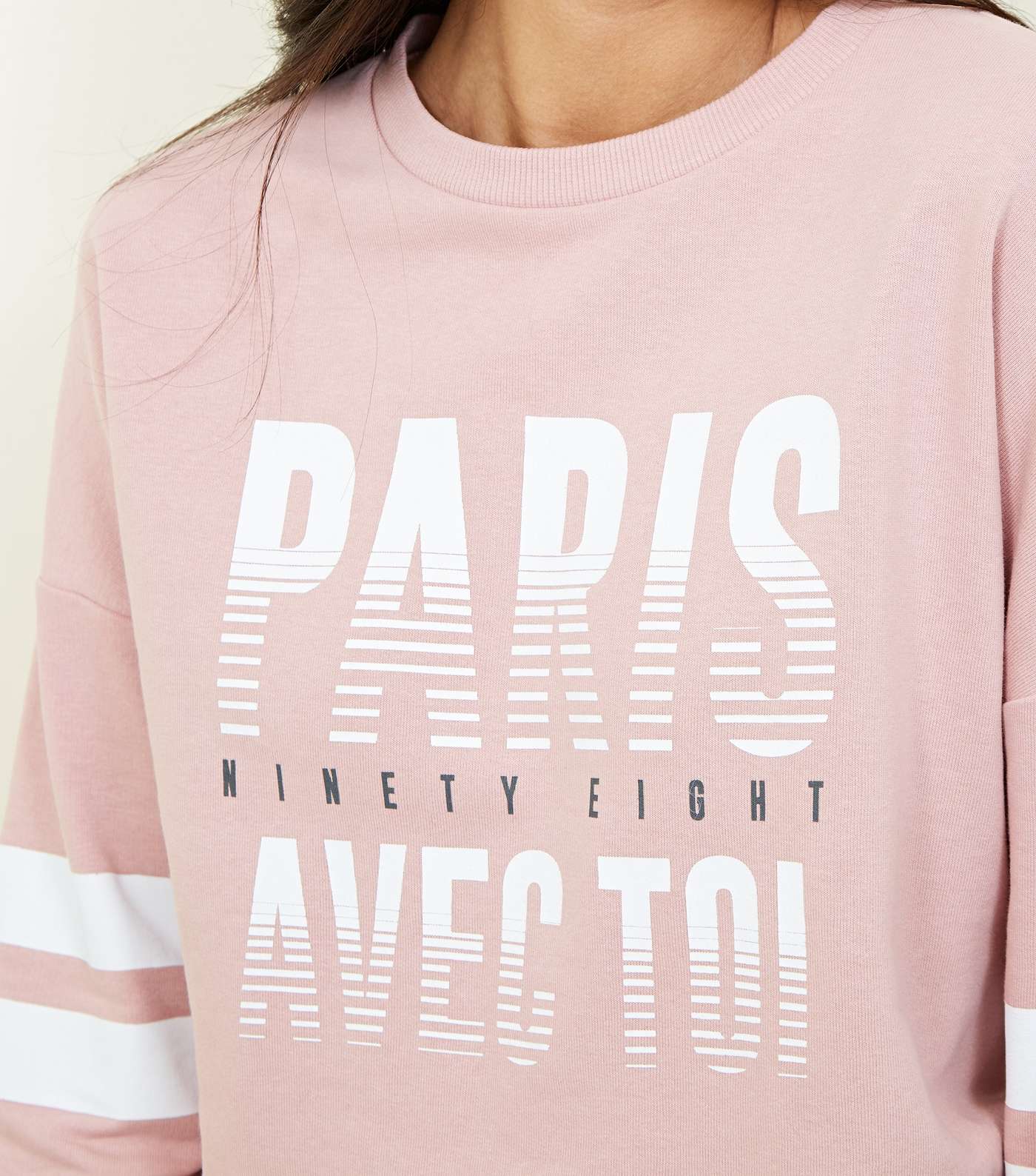 Pale Pink Paris Slogan Longline Sweatshirt  Image 5