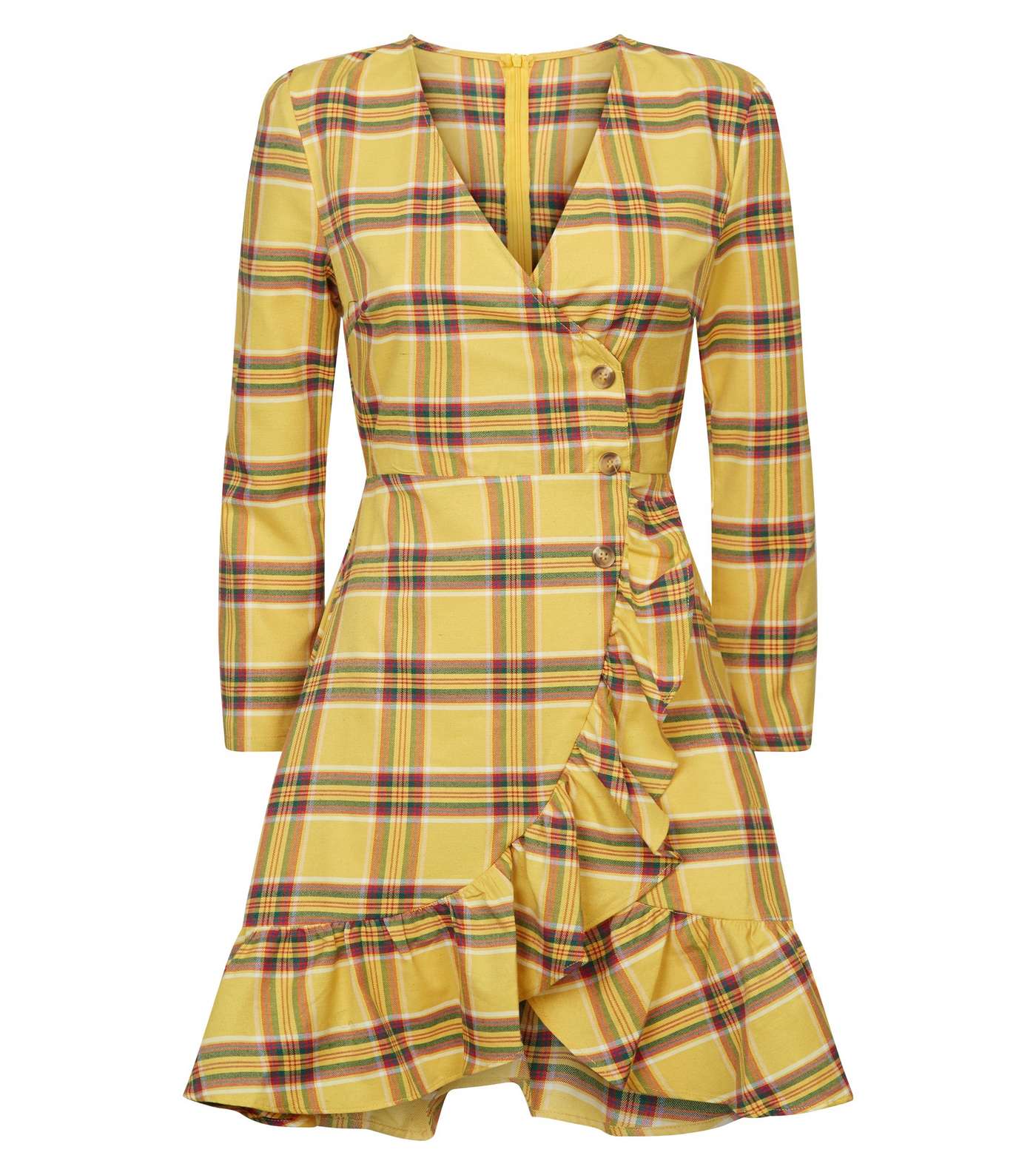 Tokyo Doll Yellow Check Wrap Front Frill Dress Image 4