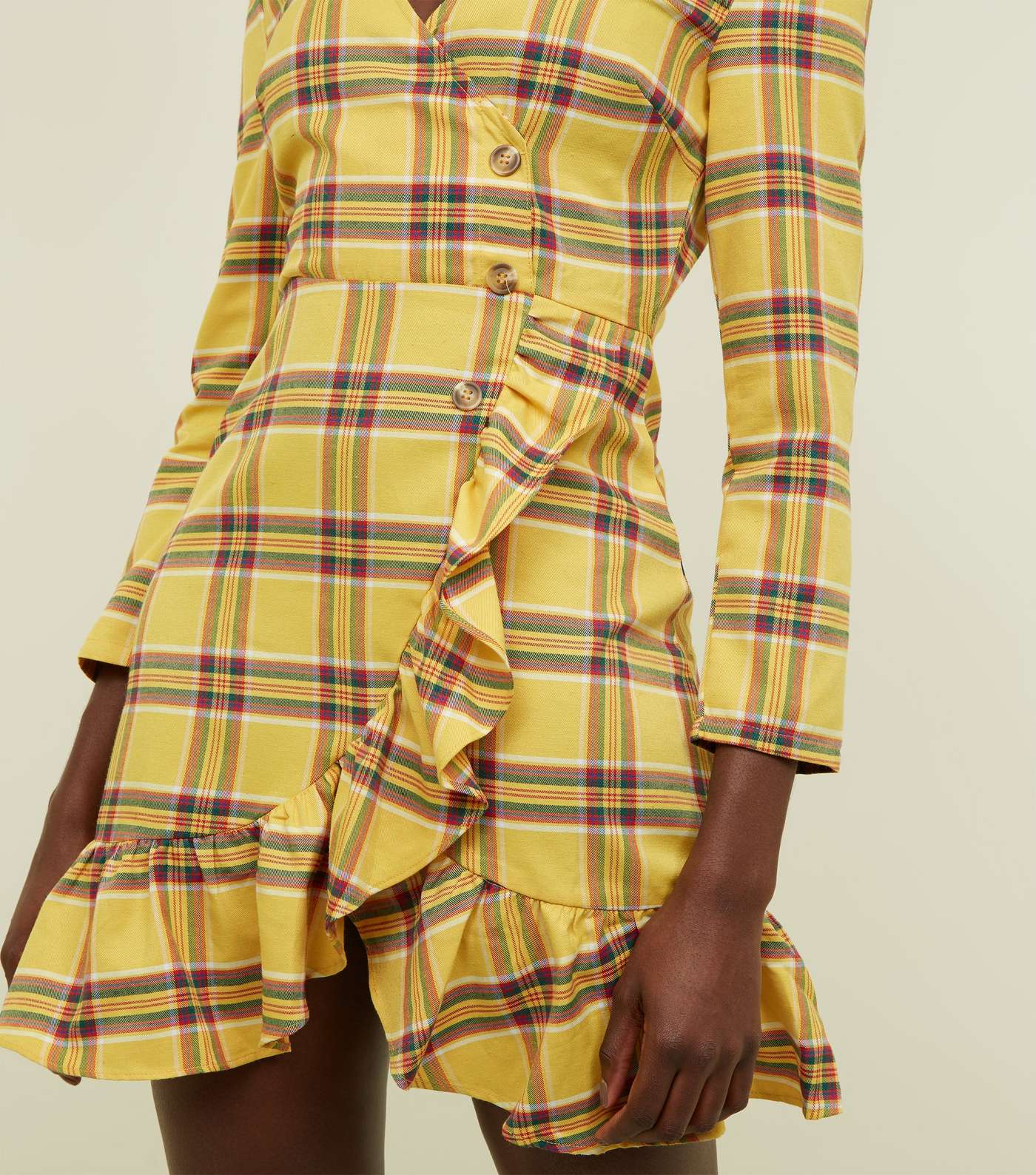 Tokyo Doll Yellow Check Wrap Front Frill Dress Image 2