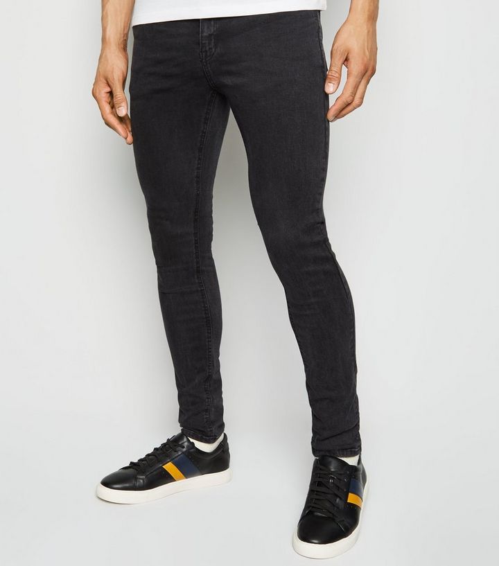 Schwarze Stretch Skinny Jeans Mit Waschung New Look