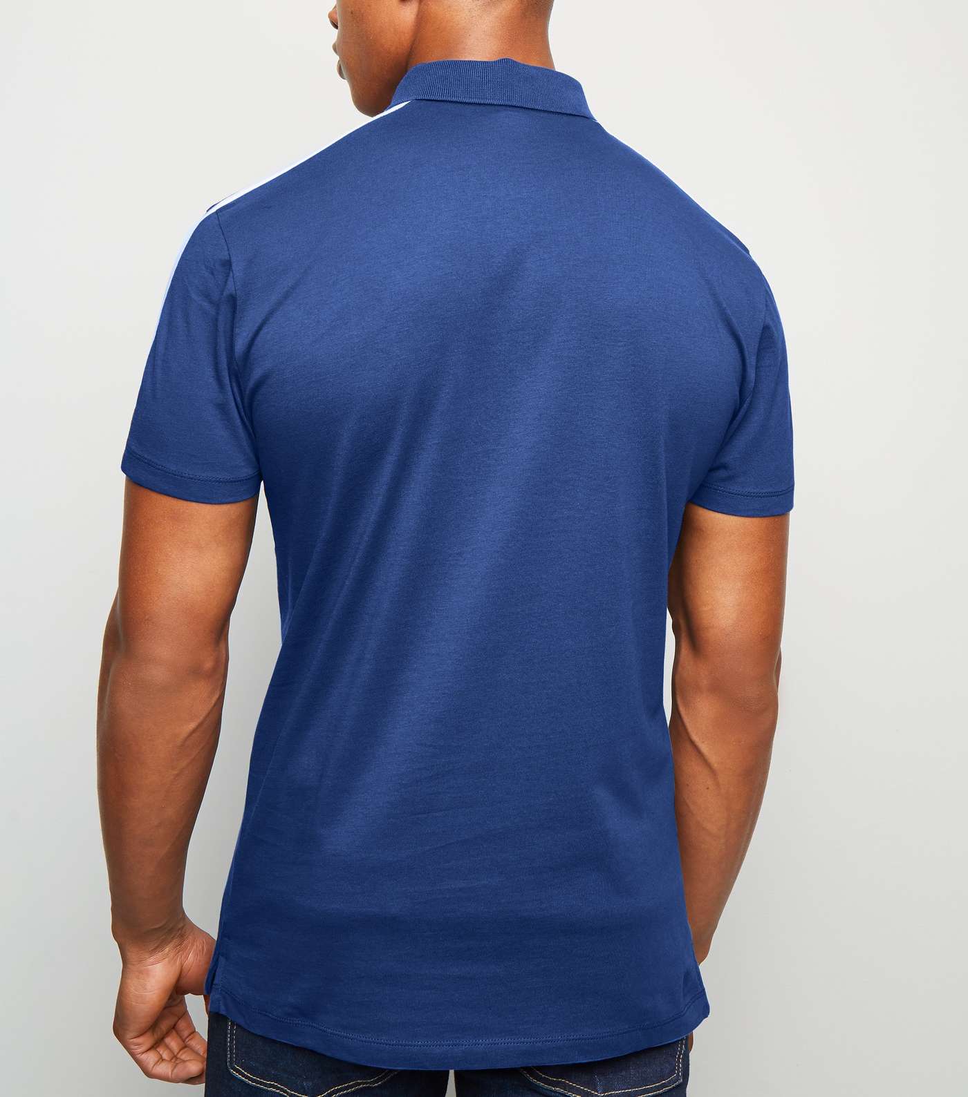 Bright Blue Colour Block Muscle Fit Polo Shirt Image 3