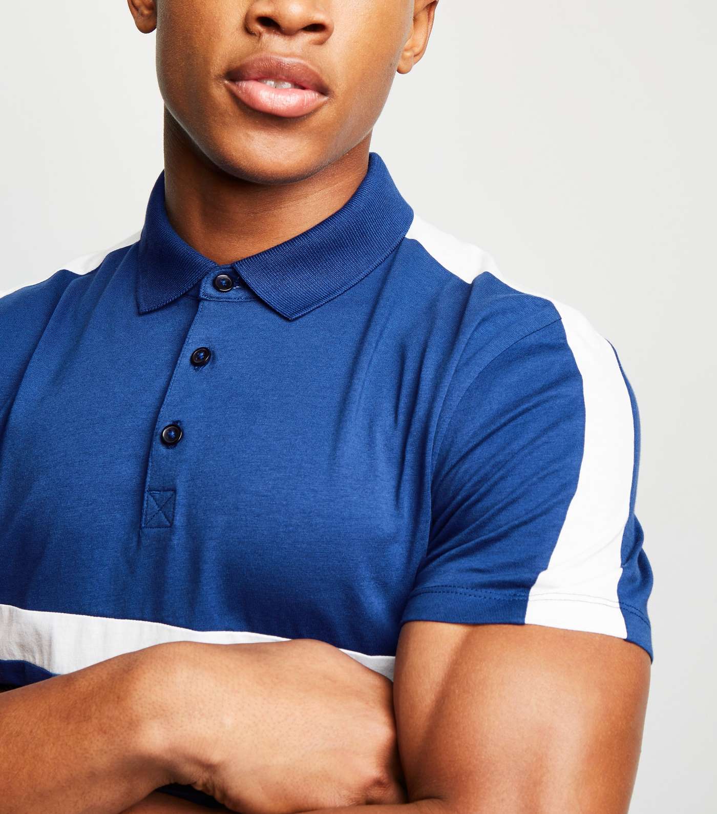 Bright Blue Colour Block Muscle Fit Polo Shirt Image 5