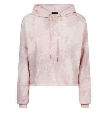 pink tie dye cropped hoodie