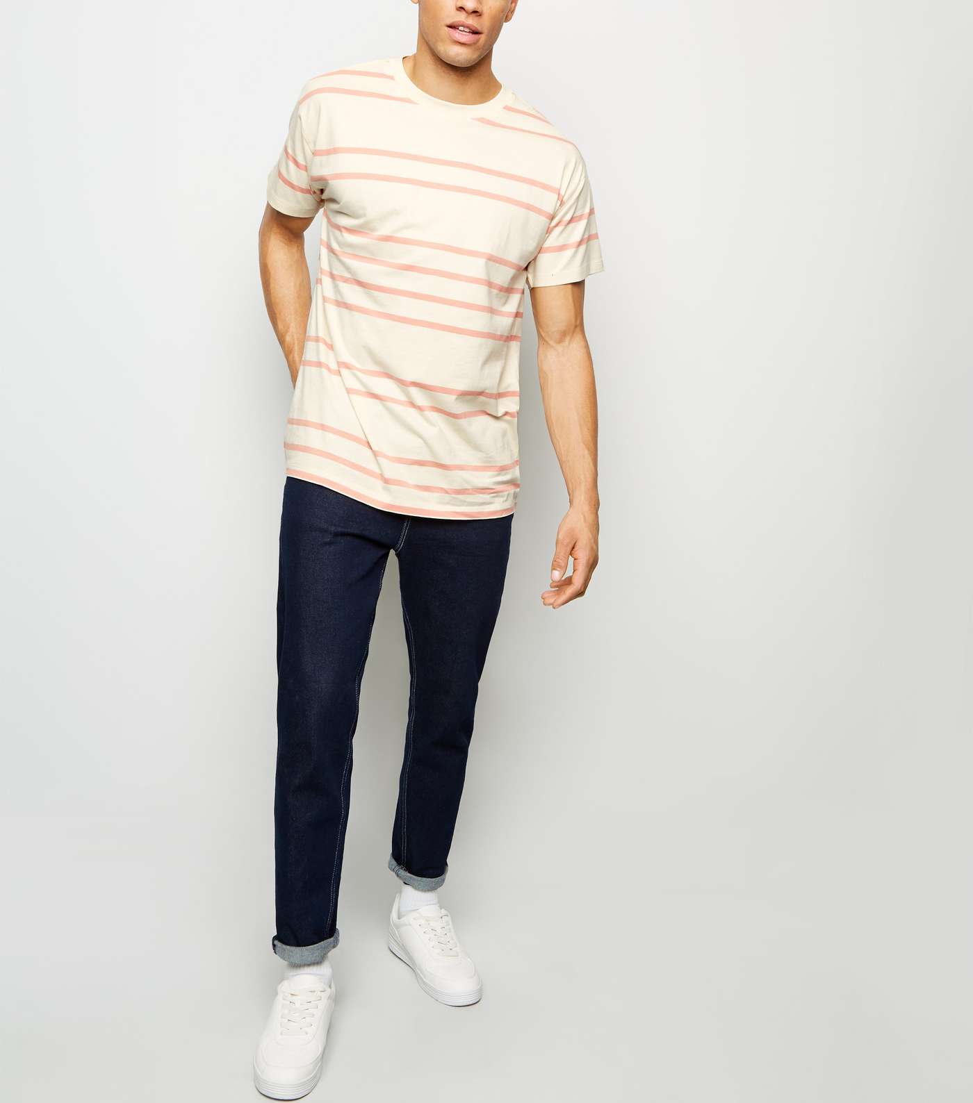 Pale Pink Stripe Short Sleeve T-Shirt Image 2