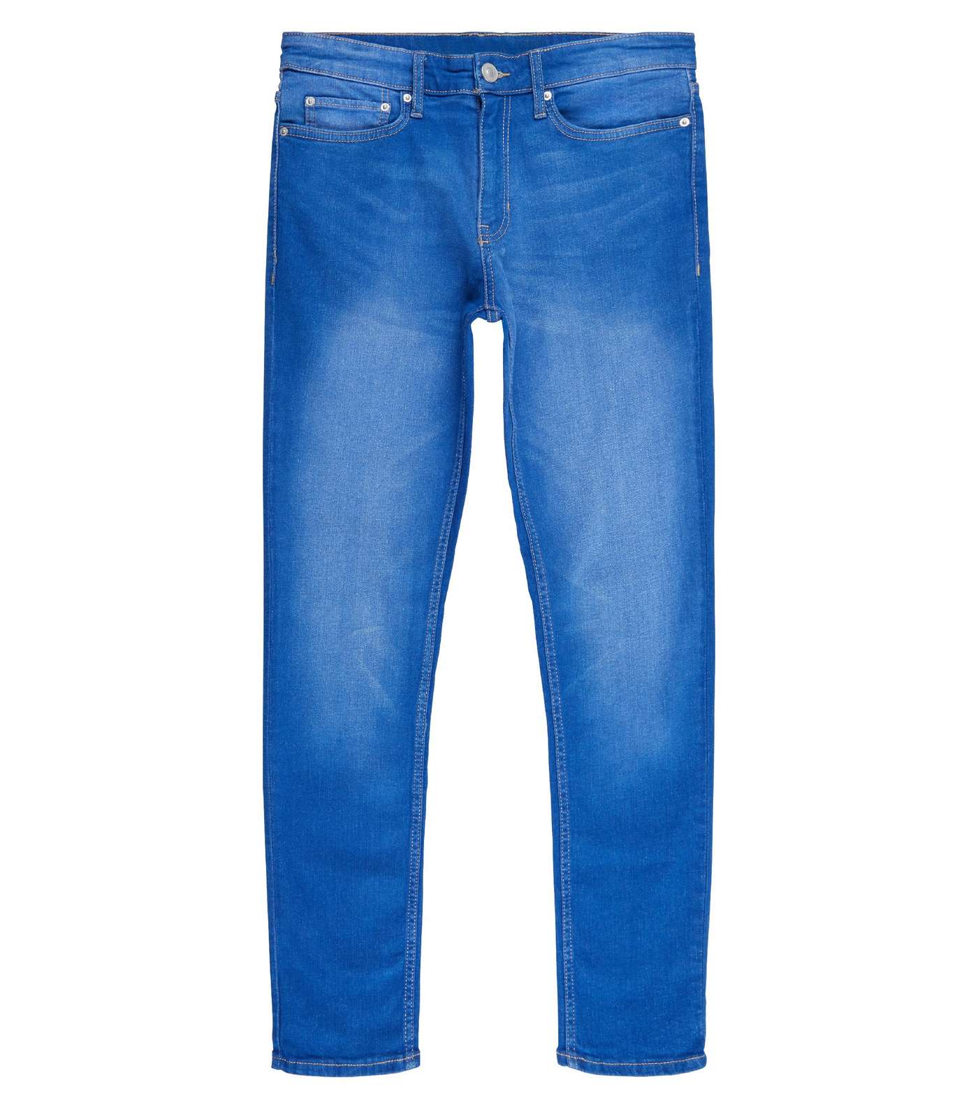 Bright Blue Mid Wash Skinny Stretch Jeans Image 4