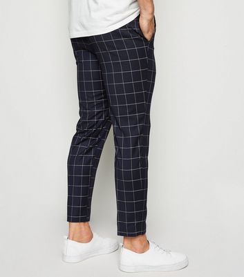 navy skinny cropped trousers