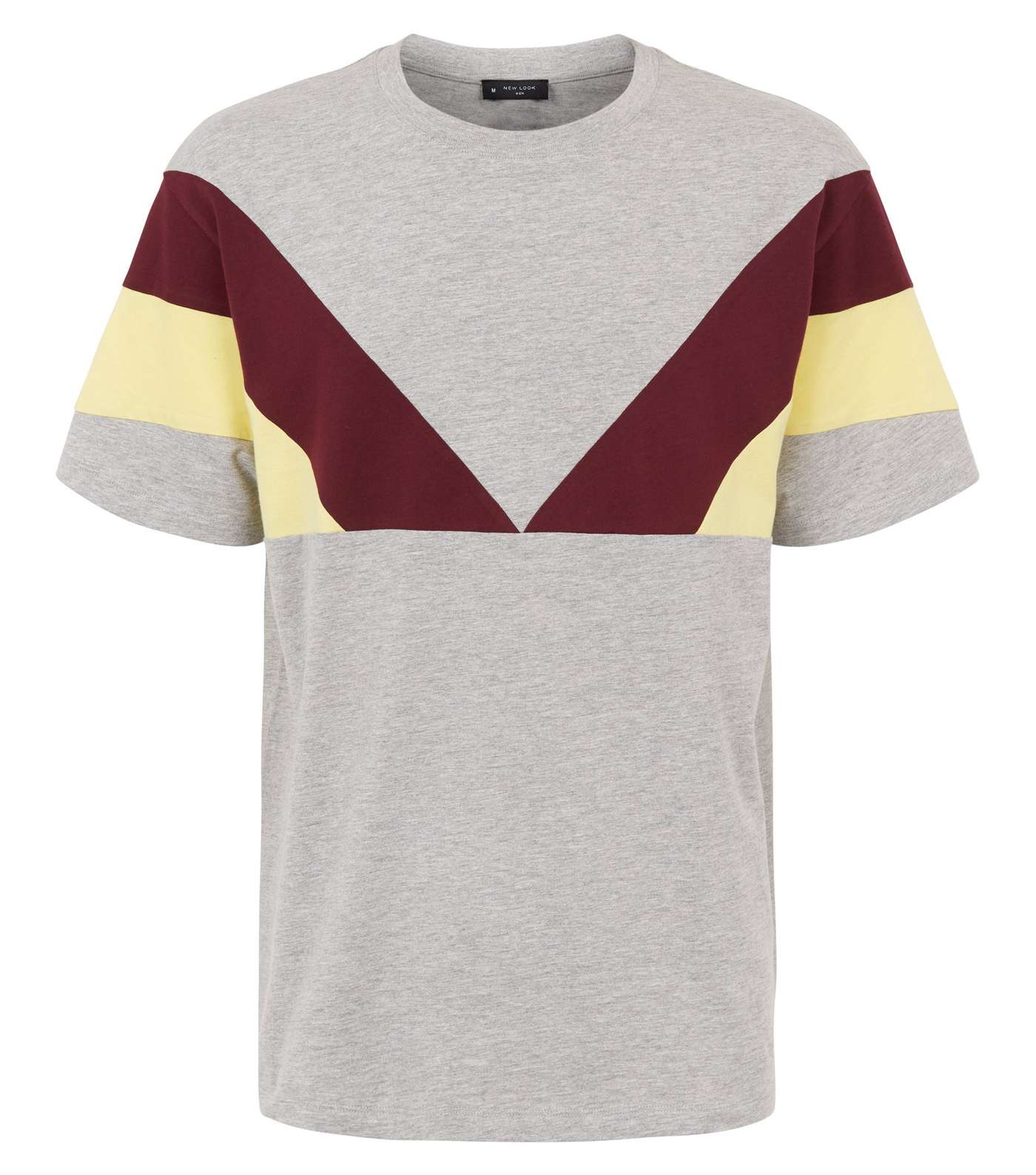 Grey Marl Chevron Colour Block Oversized T-Shirt Image 4
