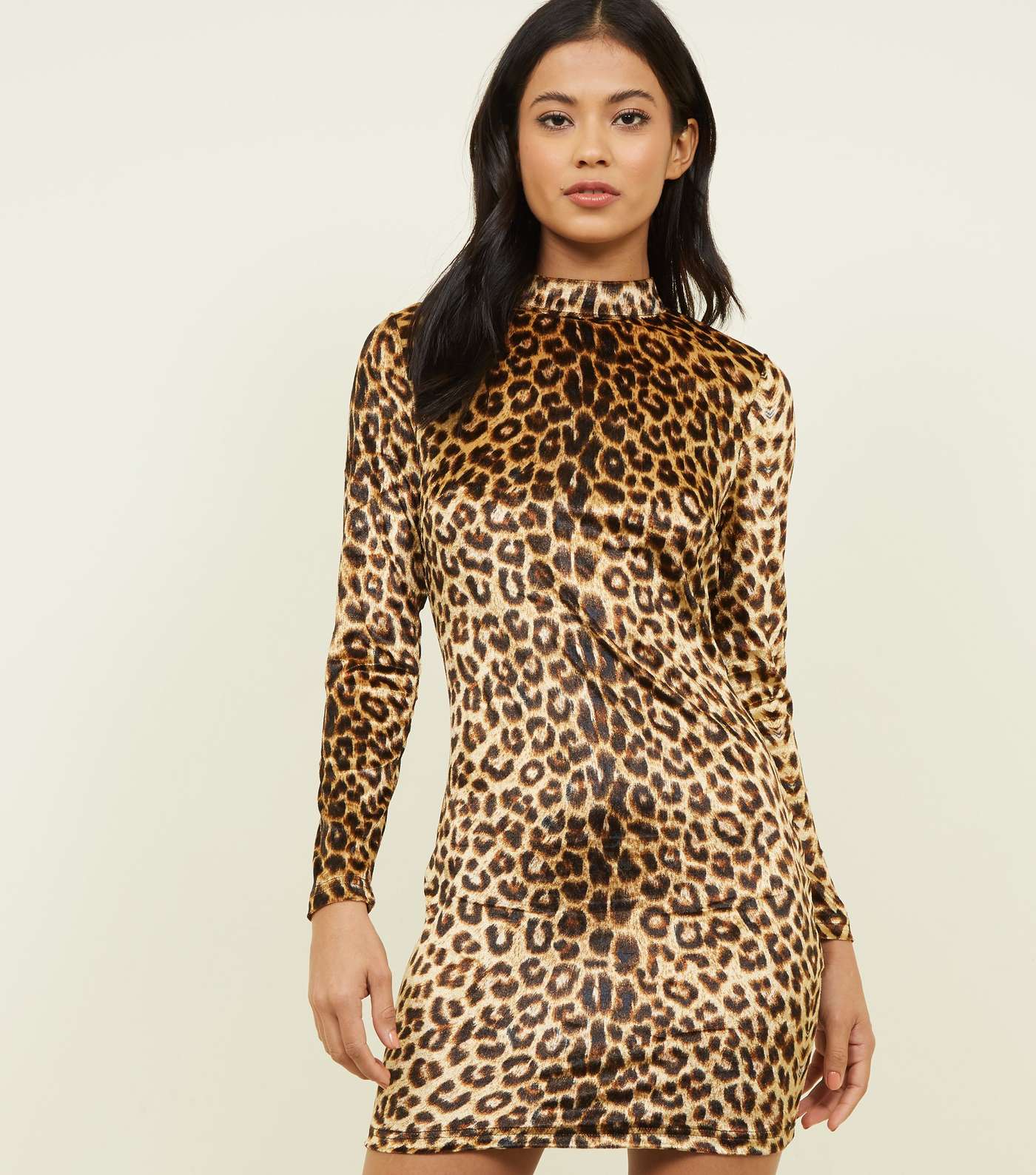 Parisian Brown Leopard Print Velvet Dress 