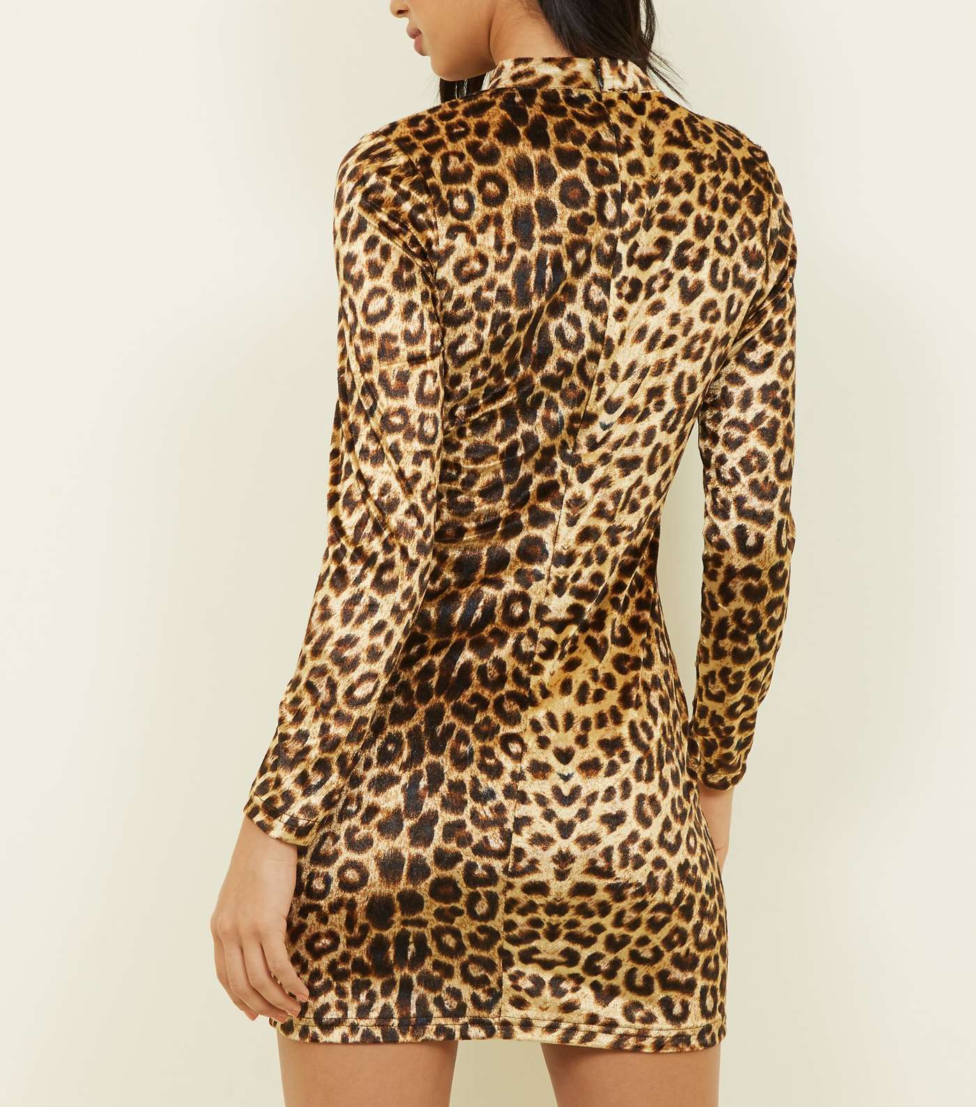 Parisian Brown Leopard Print Velvet Dress  Image 3