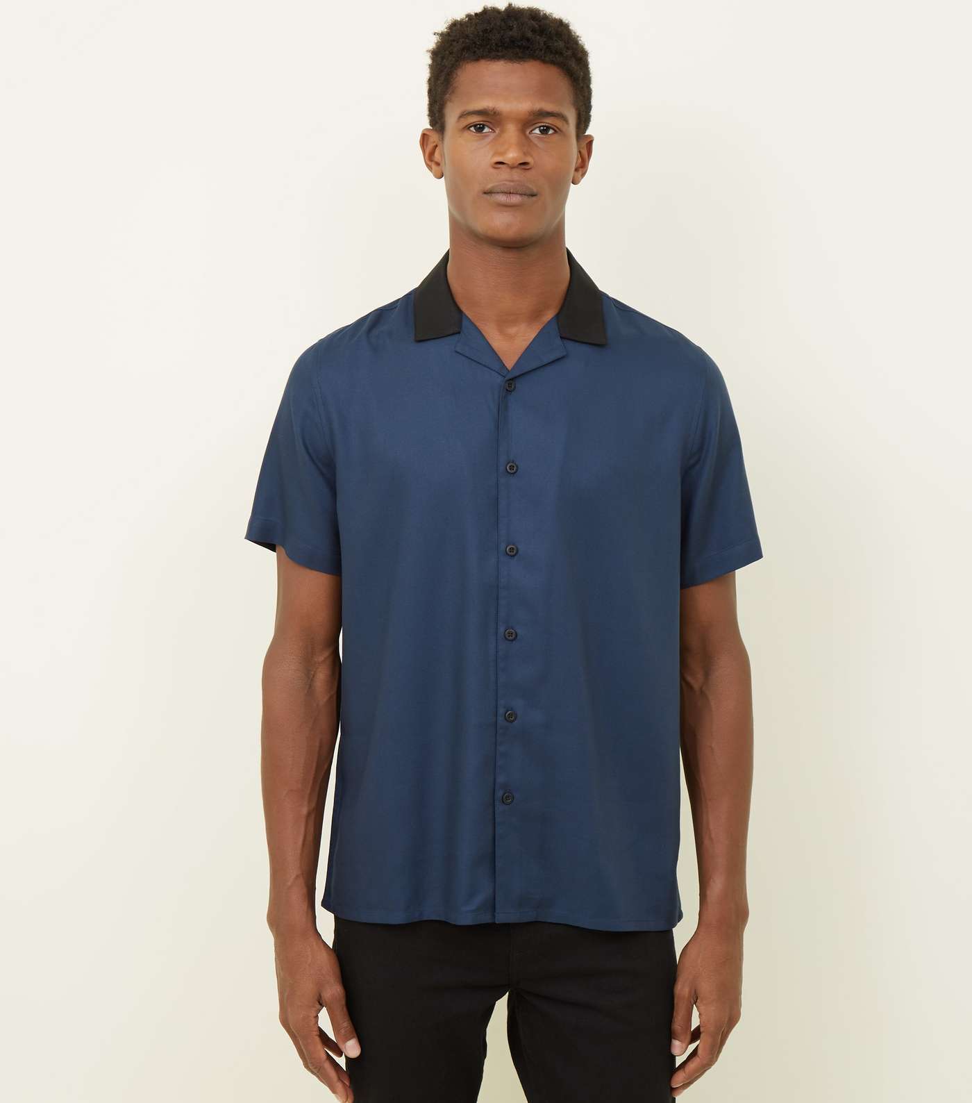 Bright Blue Contrast Collared Shirt