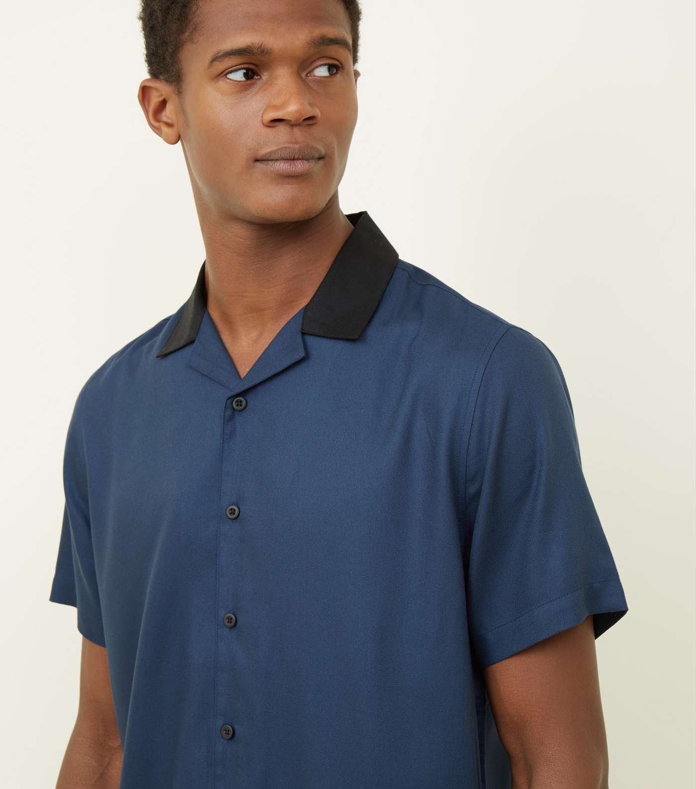 Bright Blue Contrast Collared Shirt Image 5