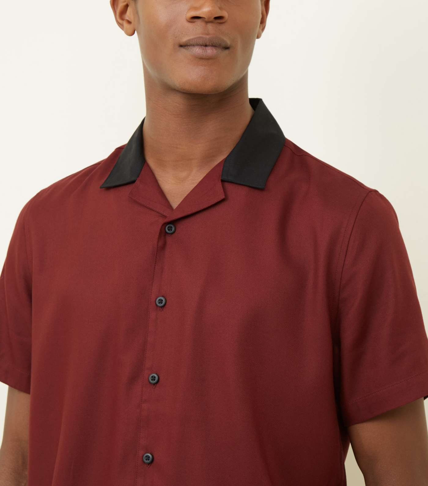 Burgundy Contrast Collared Shirt Image 5