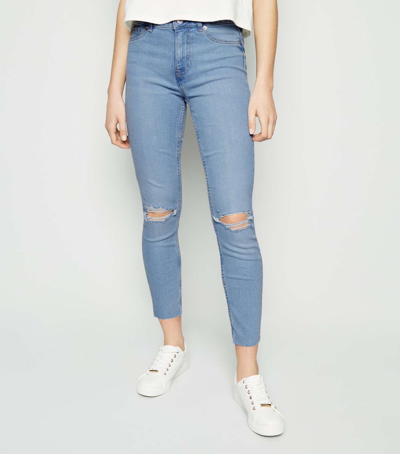 Bright Blue Bleach Wash Ripped Jenna Jeans Image 2