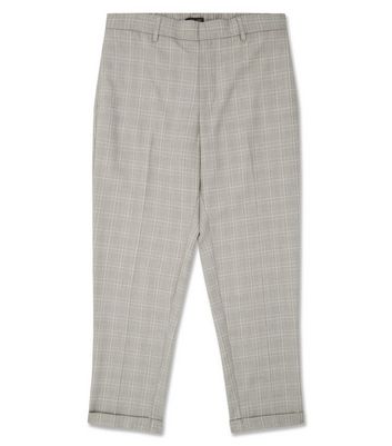 Pale Grey Grid Check Half Elasticated 