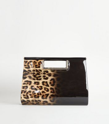 new look leopard print clutch bag