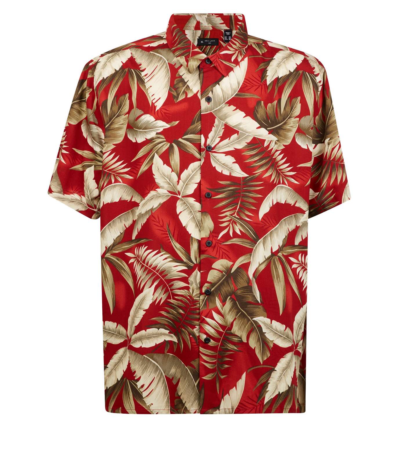 Plus Size Red Leaf Print Revere Collar Shirt Image 4