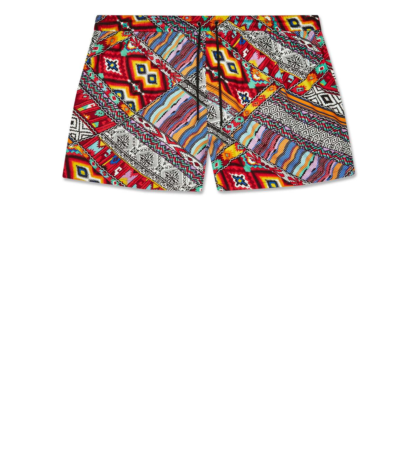 Plus Size Red Geometric Drawstring Waist Shorts Image 4