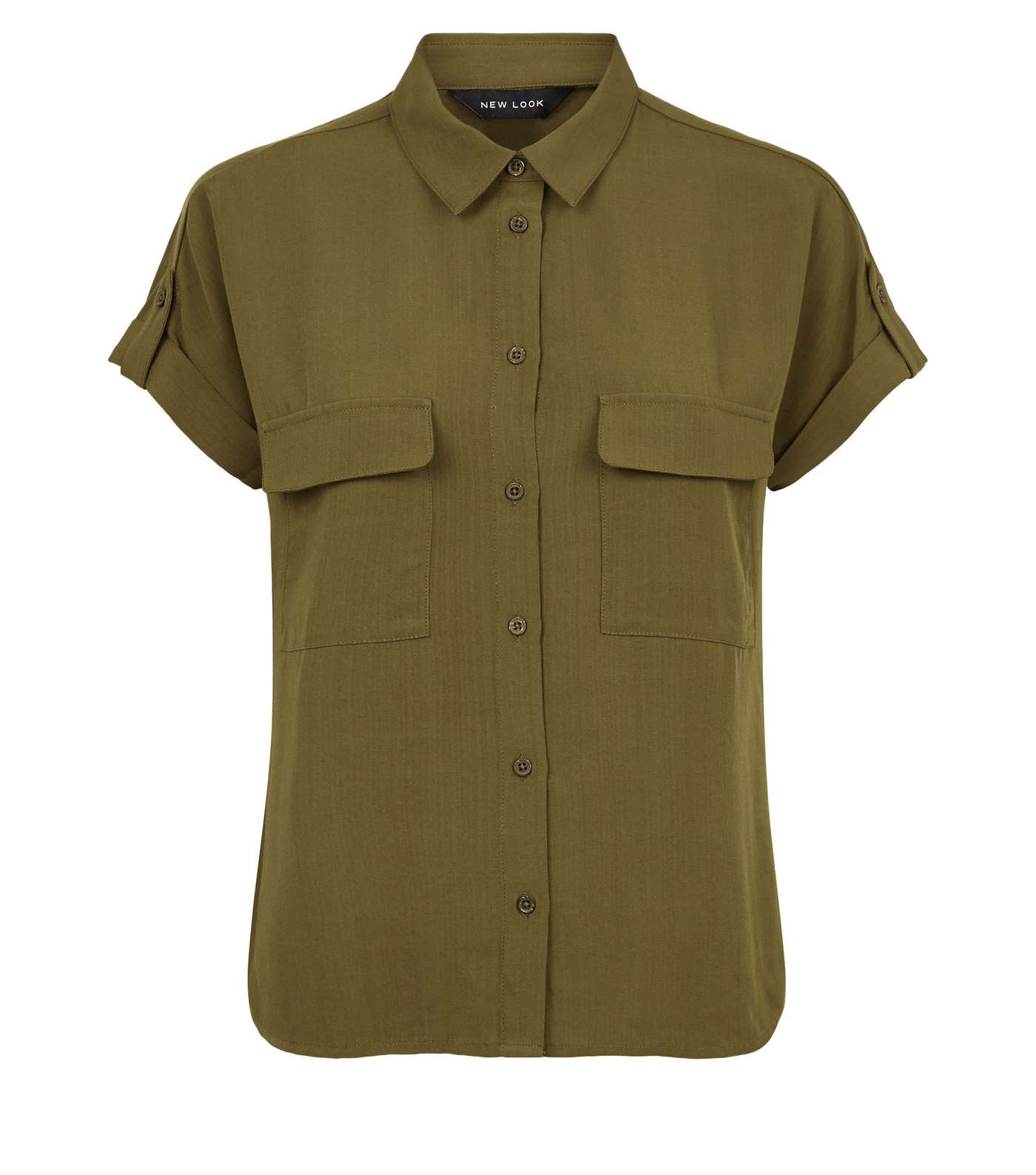 Olive Pocket Front Short Sleeve Shirt Image 4