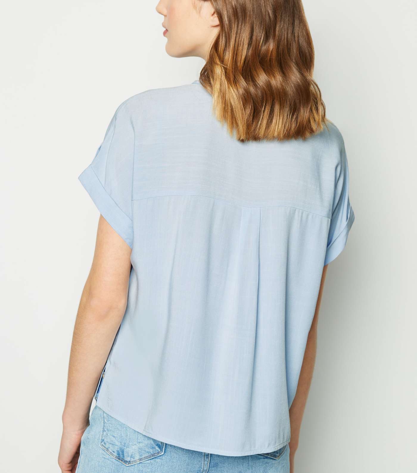 Pale Blue Pocket Front Short Sleeve Shirt Image 3