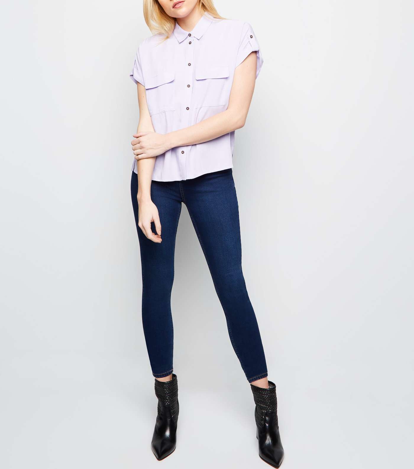 Lilac Pocket Front Short Sleeve Shirt Image 2