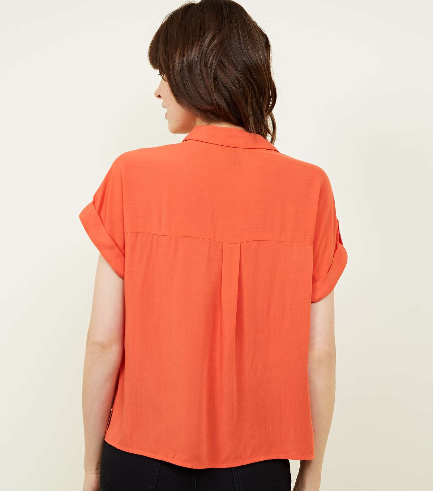 Red Pocket Front Short Sleeve Shirt  Image 3