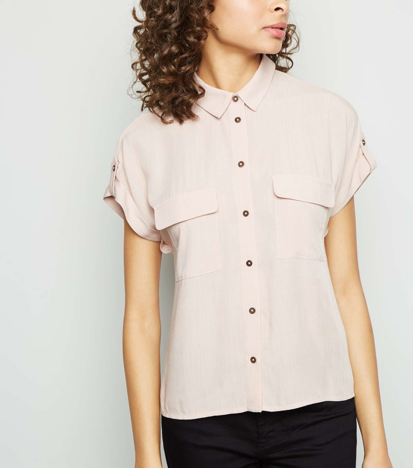 Mid Pink Pocket Front Short Sleeve Shirt