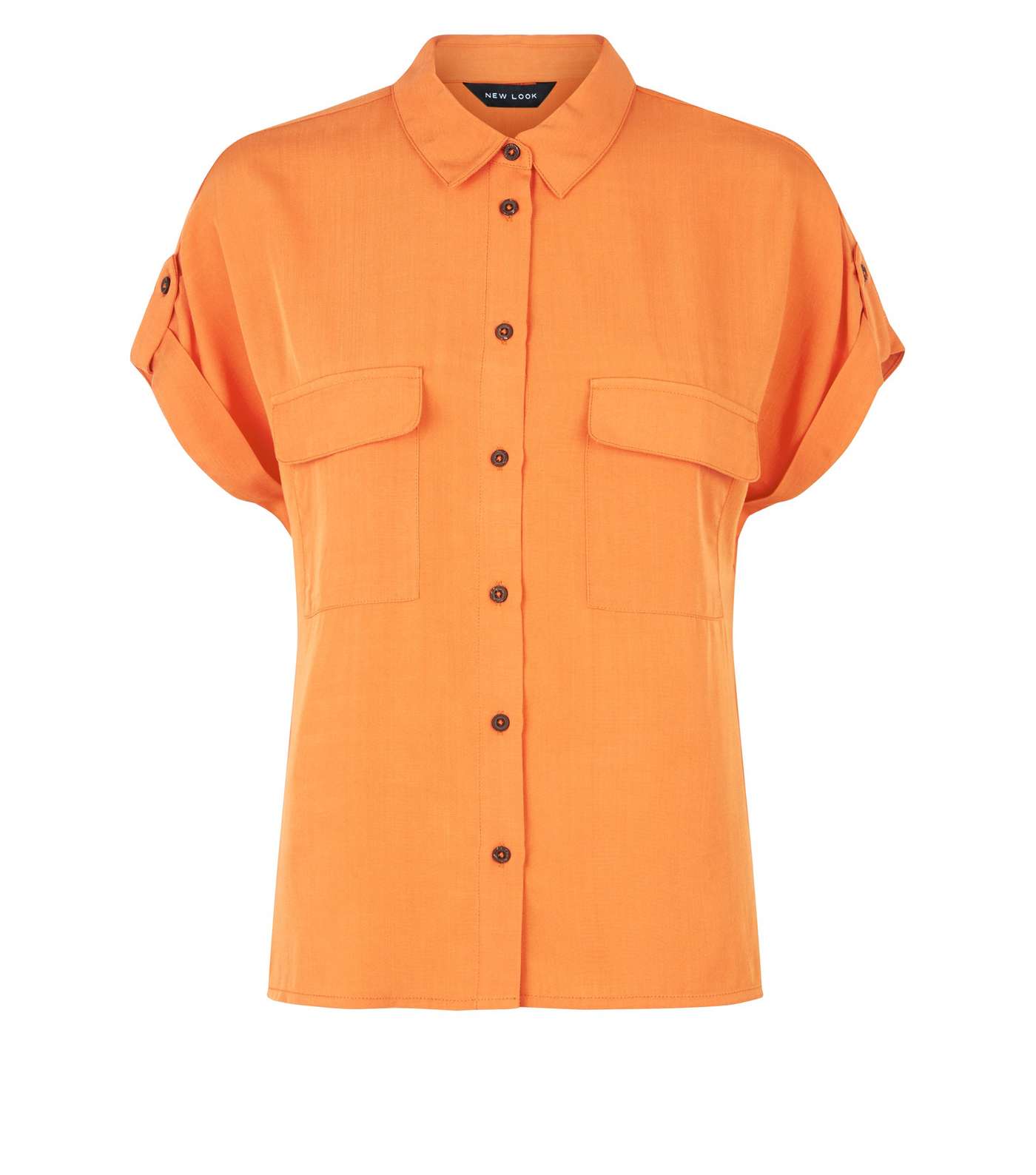Orange Neon Pocket Front Short Sleeve Shirt  Image 4