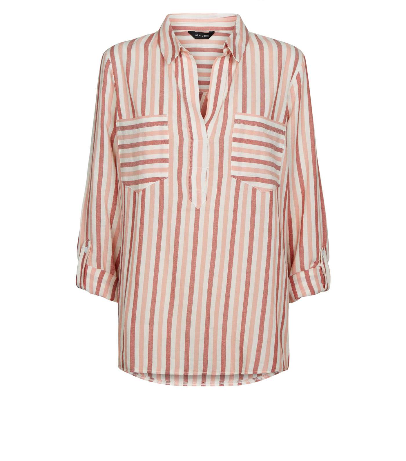 Pink Stripe Pocket Front Overhead Shirt Image 4