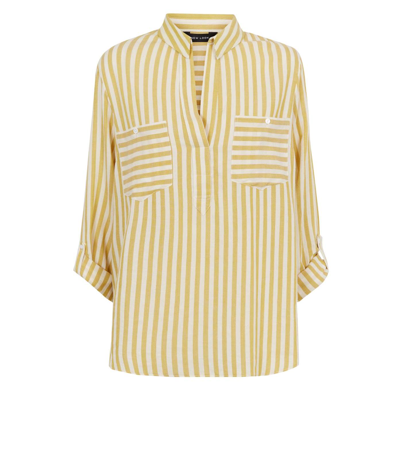 Mustard Stripe Pocket Front Overhead Shirt Image 4
