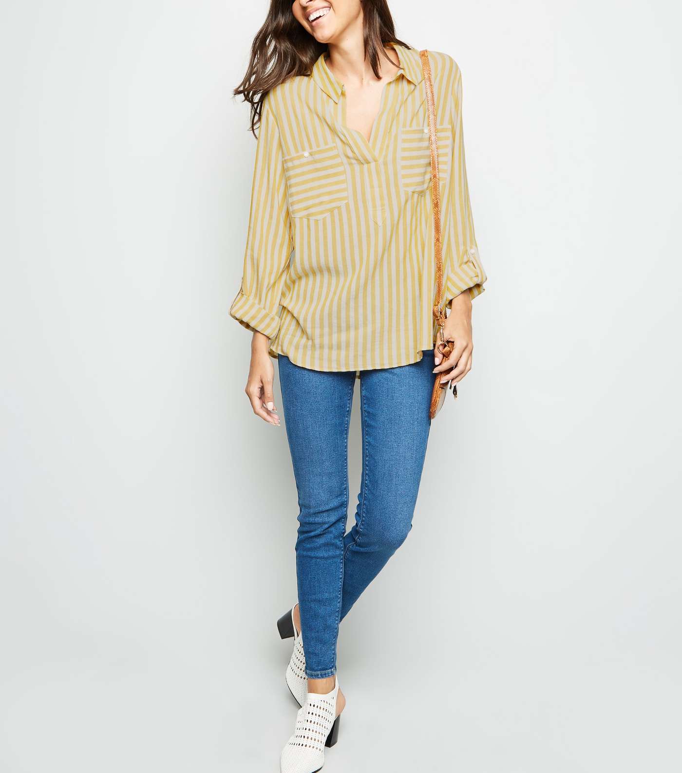 Mustard Stripe Pocket Front Overhead Shirt Image 2