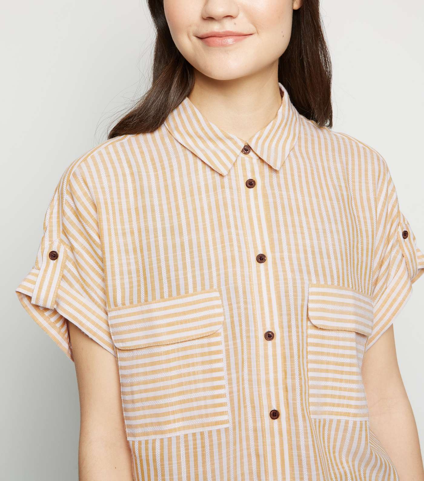 Orange Stripe Pocket Front Shirt Image 3