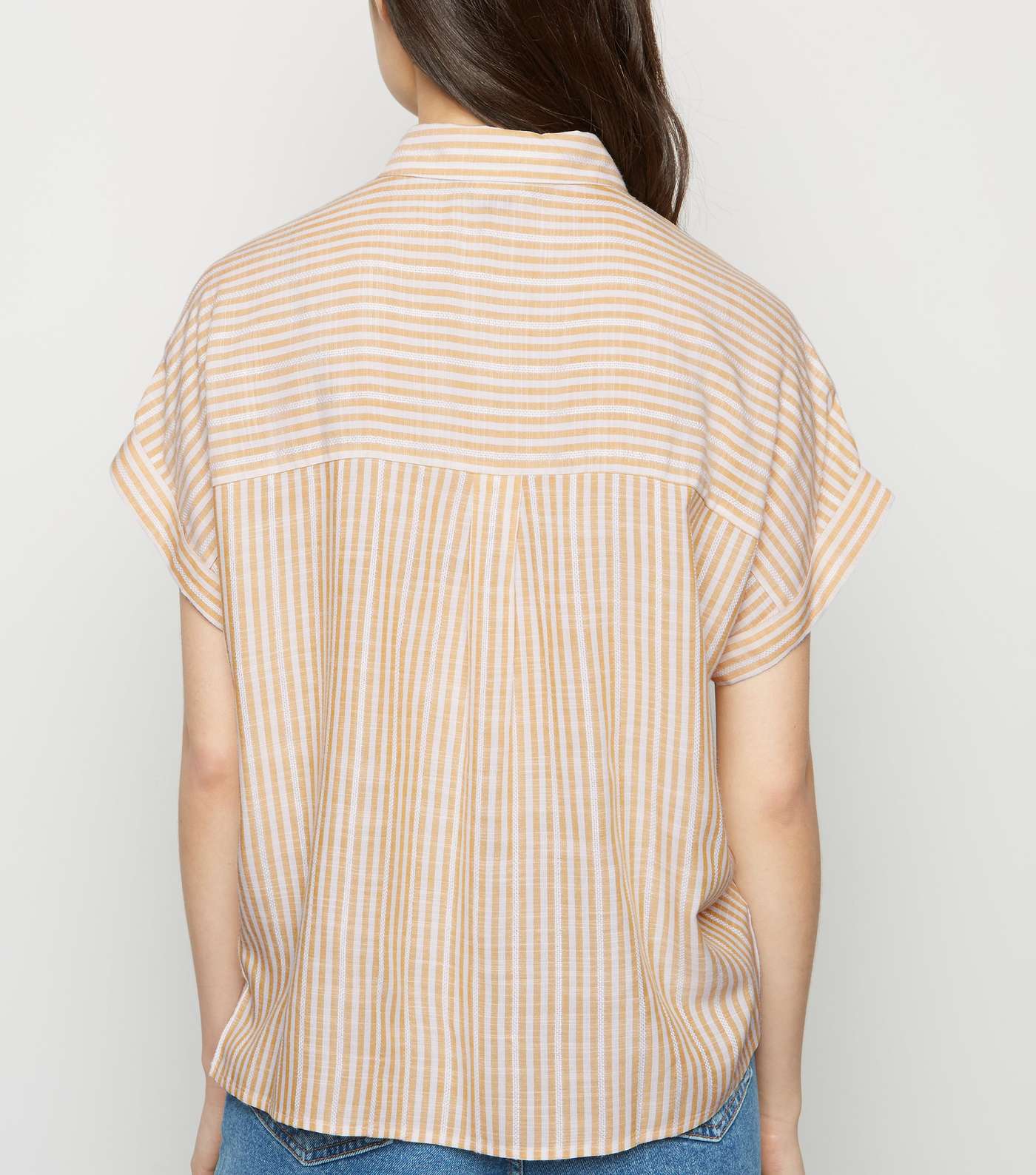 Orange Stripe Pocket Front Shirt Image 5