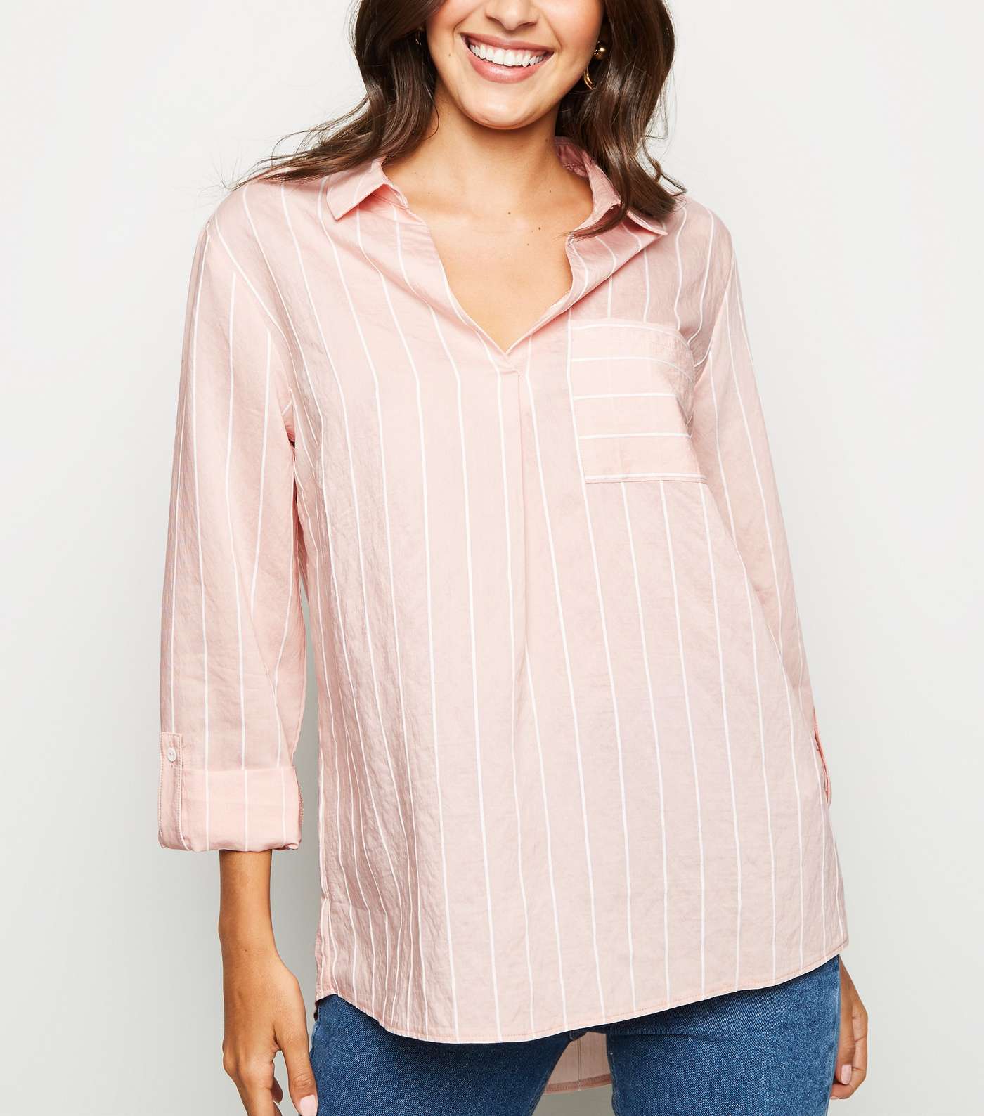 Pink Stripe Long Sleeve Overhead Shirt