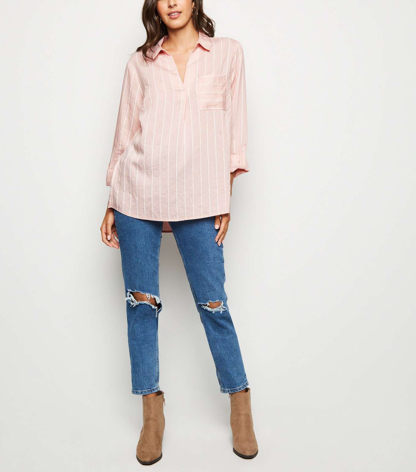 Pink Stripe Long Sleeve Overhead Shirt Image 3