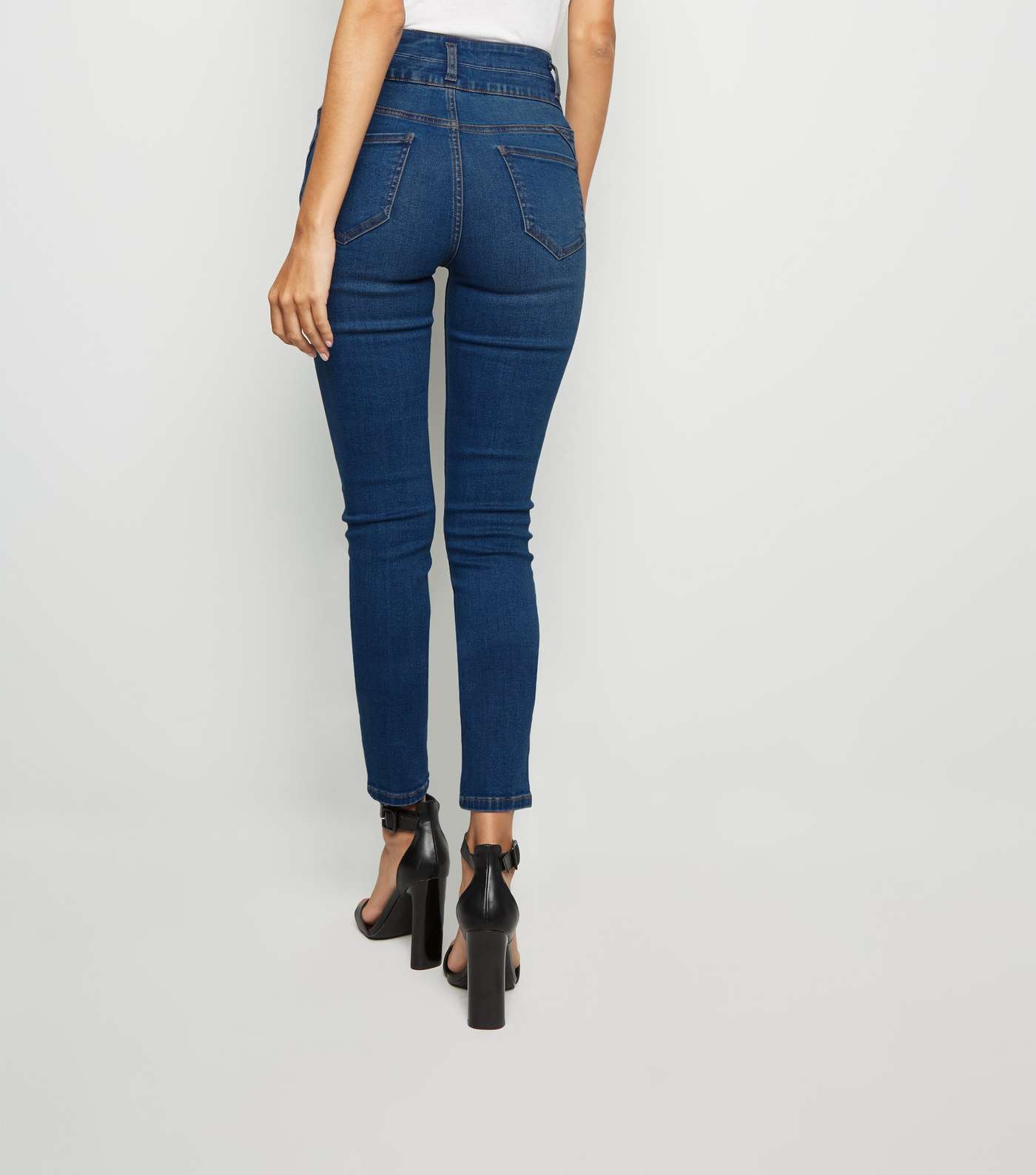 Blue High Waist 'Lift & Shape' Skinny Jeans Image 3