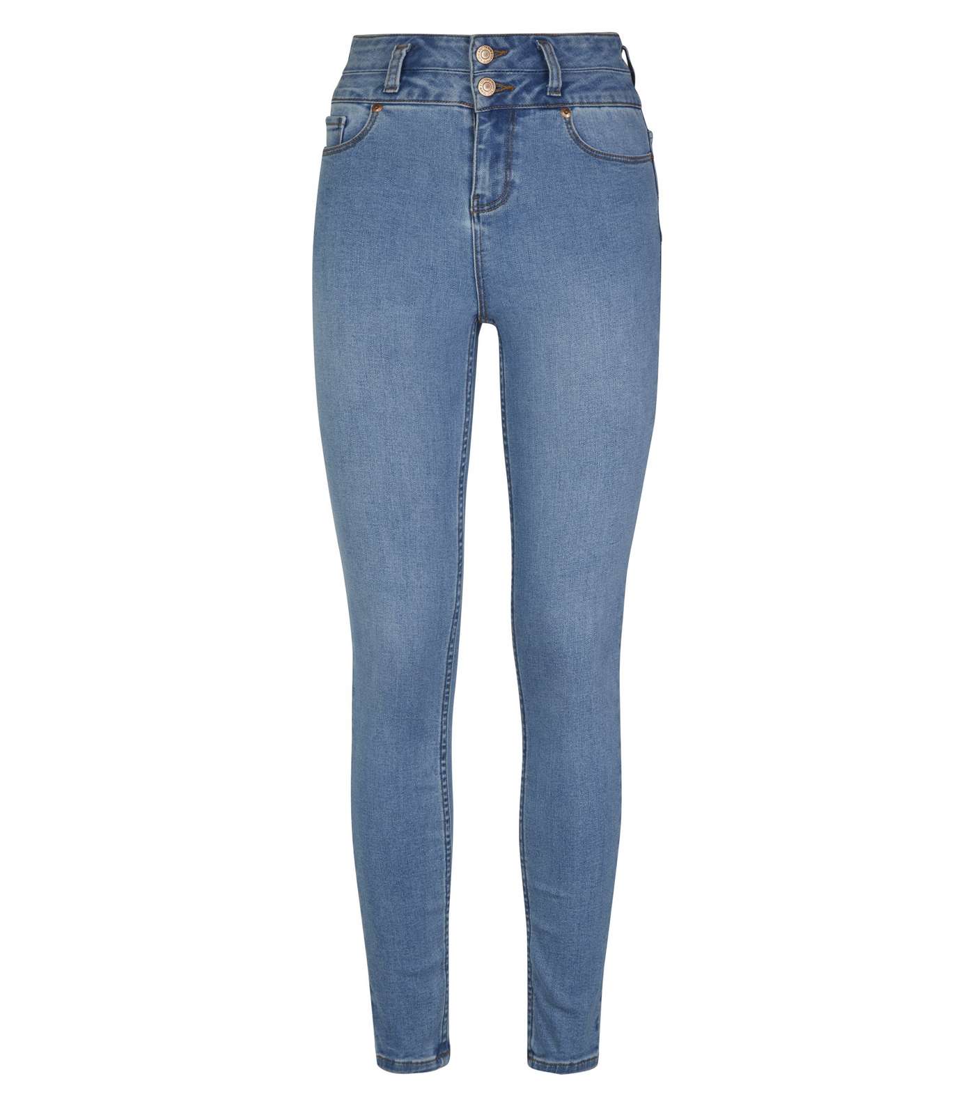 Pale Blue High Waist 'Lift & Shape' Skinny Jeans Image 4