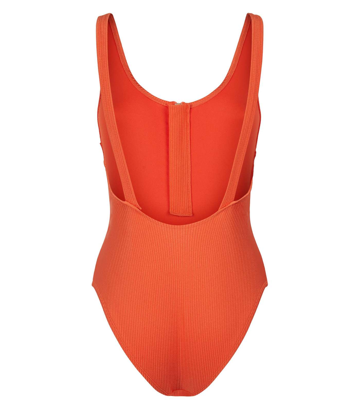 Bright Orange Ribbed Zip Scoop Back Swimsuit Image 5
