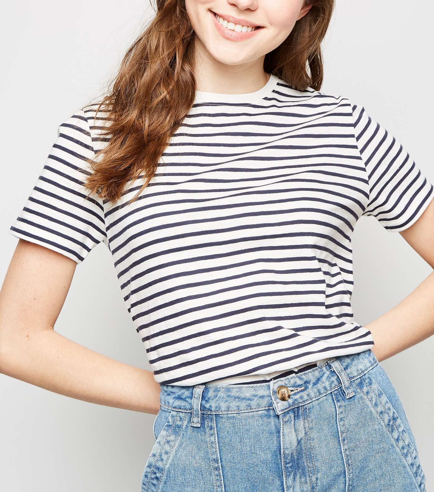 White Stripe Cotton T-Shirt 