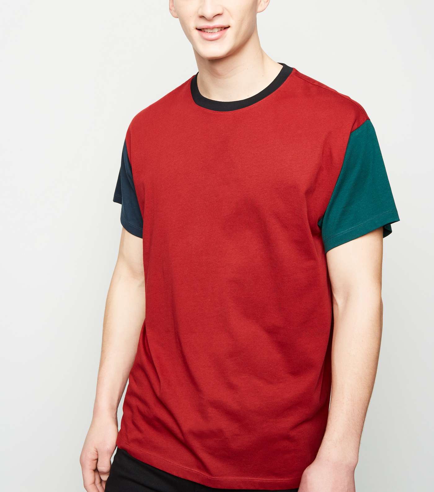 Dark Red Contrast Sleeve Ringer T-Shirt