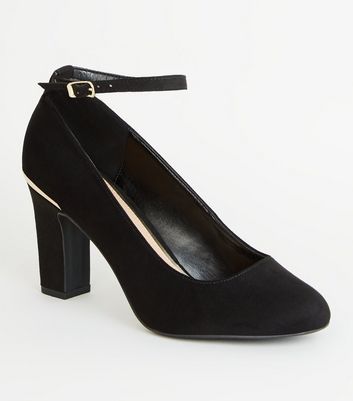 black court heels with ankle strap